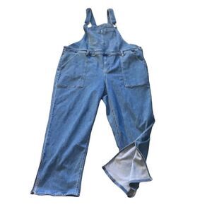Ava & Viv Women’s 20W Medium Wash Side Zip Overall Jeans